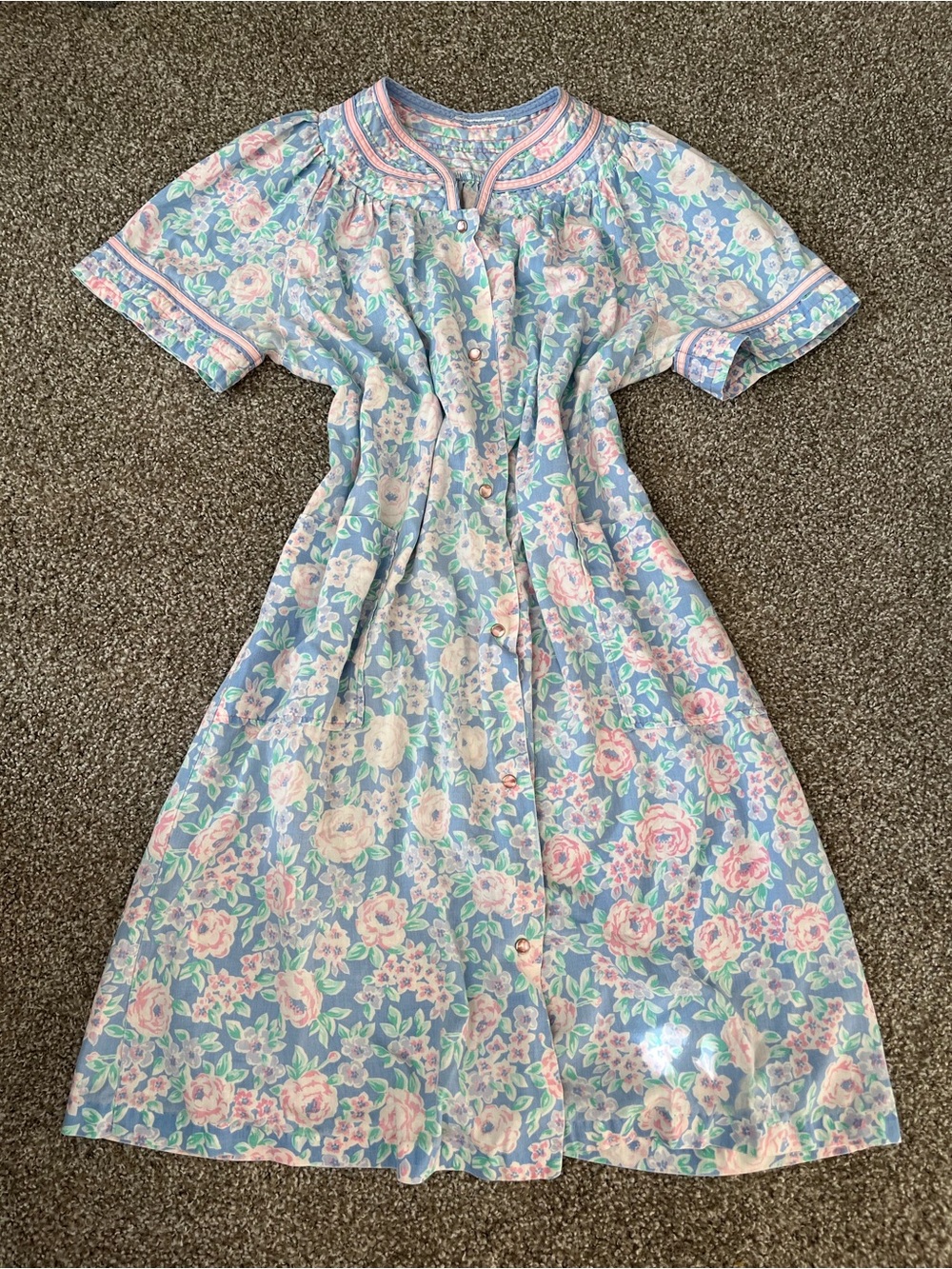 VTG Mumu Nightgown Sleepwear Granny Housecoat Cotton Blend Floral Cozy Pajamas